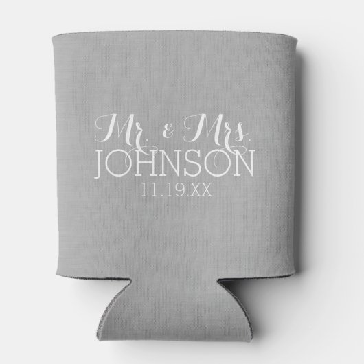 カラー無地のシルバー – ミスター・アンド・ミセス・結婚式の引き出物 缶クーラー (裏面)