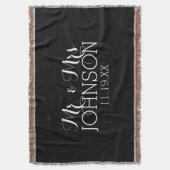 カラー無地のブラック氏とミセス・結婚式の引き出物 スローブランケット (正面縦)