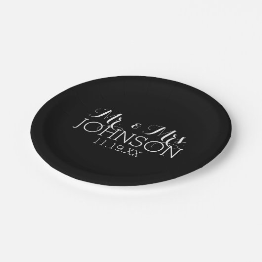 カラー無地のブラック氏とミセス・結婚式の引き出物 ペーパープレート (アングル)