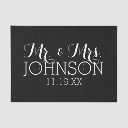 カラー無地のブラック氏とミセス・結婚式の引き出物 薄葉紙 (正面)