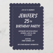 カラー無地のプレーン夕べダークブルー 招待状 (正面/裏面)