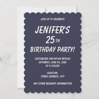 カラー無地のプレーン夕べダークブルー 招待状