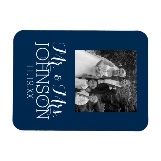 カラー無地のミセス・結婚またはアニバーサリー マグネット (横)