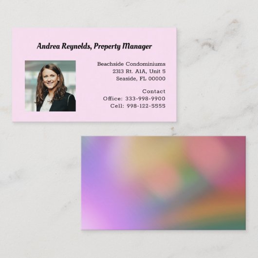 カラー無地のレディボス写真テンプレート 名刺 (正面/裏面)