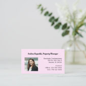 カラー無地のレディボス写真テンプレート 名刺 (スタンド正面)