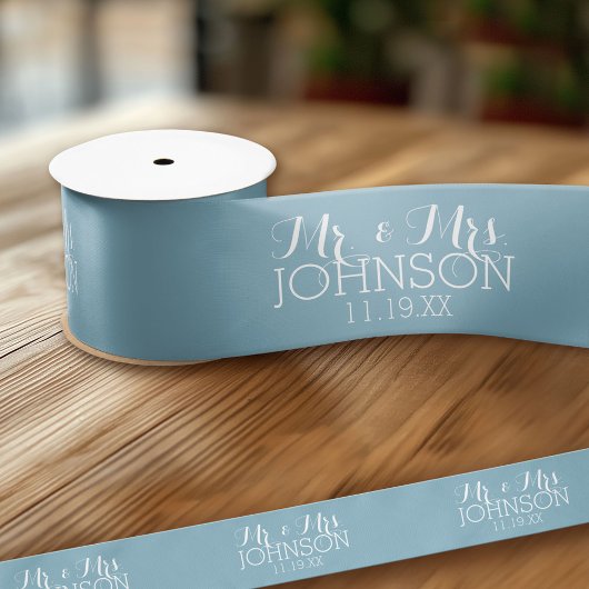 カラー無地のロビンエッグブルー氏&ミセス結婚式の引き出物 サテンリボン