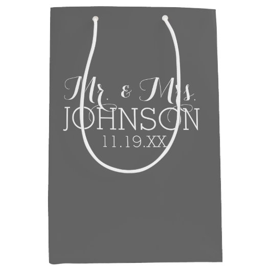 カラー無地の炭 – ミセス・結婚式の引き出物 ミディアムペーパーバッグ (正面)