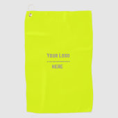 カラー無地の蛍光イエロー – ロゴ ゴルフタオル (正面)