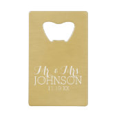 カラー無地の金ゴールド – ミセス・結婚式の引き出物 クレジットカード栓抜き (正面)
