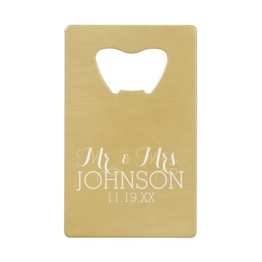 カラー無地の金ゴールド – ミセス・結婚式の引き出物 クレジットカード栓抜き (正面)