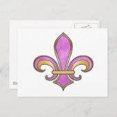 カラー無地の（紋章の）フラ・ダ・リ – ピンクまたはセリーズ ポストカード (正面/裏面)