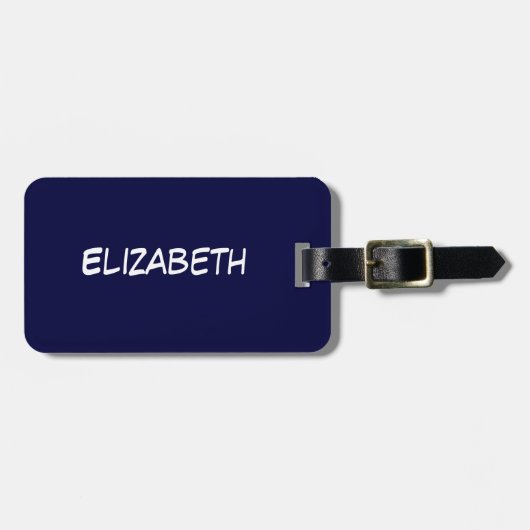 カラー無地のDIY BG、名前モノグラム – Navy Blue ラゲッジタグ (正面横)