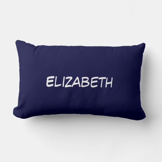 カラー無地のDIY BG、名前モノグラム – Navy Blue ランバークッション (正面)