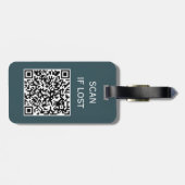 カラー無地のQRコードのスキもしャー失ったダークグリーン ラゲッジタグ (裏面横)