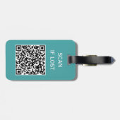 カラー無地のQRコードもしスキ失ったャパステル緑 – 青 ラゲッジタグ (裏面横)