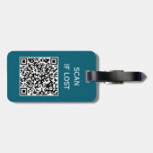カラー無地のQRコードスキャンもし失ったティール（緑がかった色）の安全性 ラゲッジタグ (裏面横)
