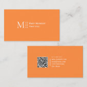 カラー無地のQRコードモダン明エレガントるいオレンジ 名刺 (正面/裏面)