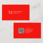 カラー無地のQRコーモダンドキャンディーアップル赤 名刺 (正面/裏面)