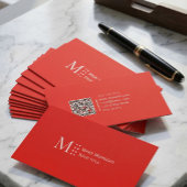 カラー無地のQRコーモダンドキャンディーアップル赤 名刺