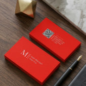 カラー無地のQRコーモダンドキャンディーアップル赤 名刺