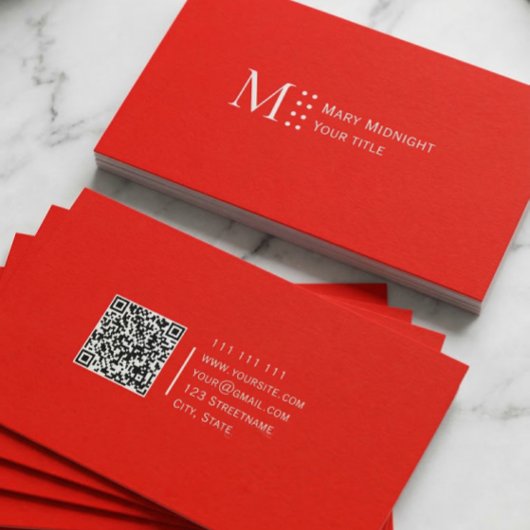 カラー無地のQRコーモダンドキャンディーアップル赤 名刺