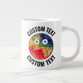 カラー熱狂するカスタム顔ハッピーパーソナライズされた文字 ジャンボコーヒーマグカップ (右)