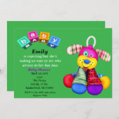 カラー玩数々の具犬ベビーシャワー招待状 招待状 (正面/裏面)