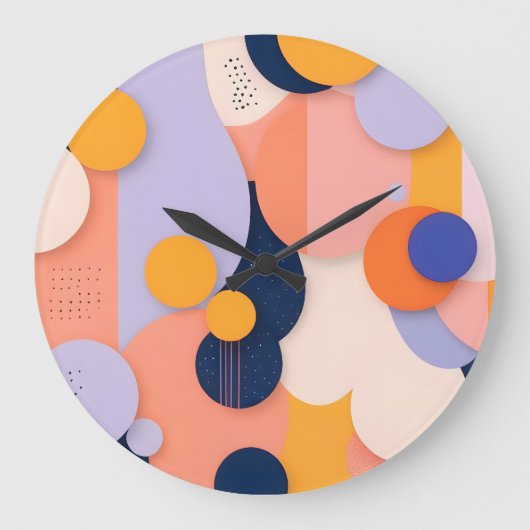 カラー球の融合 ラージ壁時計 (正面)