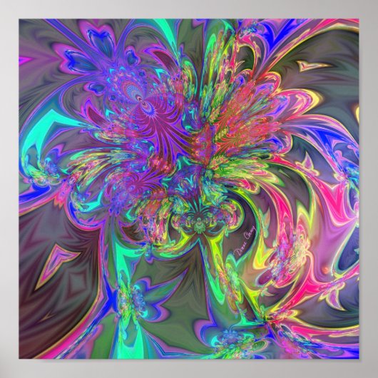 カラー白熱［赤熱］光を放つのバースト – ティール（緑がかった色）&バイオレットデヴァ ポスター (正面)