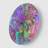 カラー白熱［赤熱］光を放つのバースト – 抽象芸術ティール（緑がかった色）バイオレットデヴァ ラージ壁時計 (傾斜)
