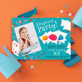 カラー眠れる猫スランバースリープバーパーティー写真 招待状