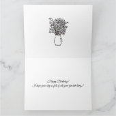 カラー私、母の誕生日トンボと花 カード (内部)