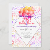 カラー紙吹雪バルーンカスタムお祝い 招待状 (正面)