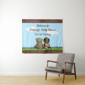 カラー素朴シャワーバナーのウェルカムカウボーイベビー タペストリー (インサイチュ(横))