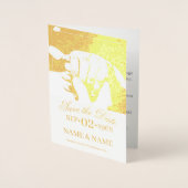 カラー結婚夫婦のリングや輪 箔カード (正面)