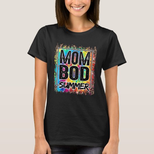カラー絞り染めヒョウ母ボディーライフサマーバカーション Tシャツ (正面)