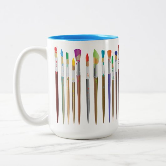 カラー絵を描のアーティストブ数々のラシ ツートーンマグカップ (左)