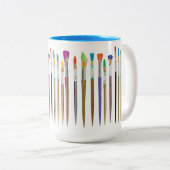 カラー絵を描のアーティストブ数々のラシ ツートーンマグカップ (正面右)