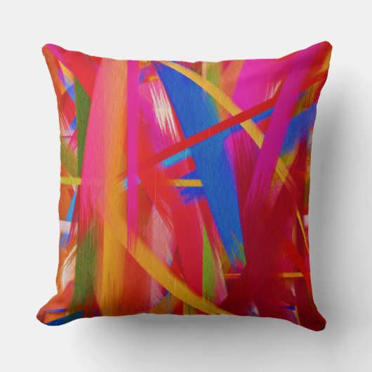 カラー絵を描（ばちゃばちゃ）跳ねるブラシストローク クッション (正面)