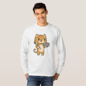 カラー絵画ブラシ付き猫 Tシャツ (正面フル)