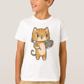 カラー絵画ブラシ付き猫 Tシャツ (正面)