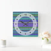 カラー編み物ストライプのシームレスパターン2 スクエア壁時計 (ホーム)