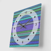 カラー編み物ストライプのシームレスパターン2 スクエア壁時計 (傾斜)