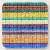 カラー編み物ストライプシームレスパターン1 コースター (正面)