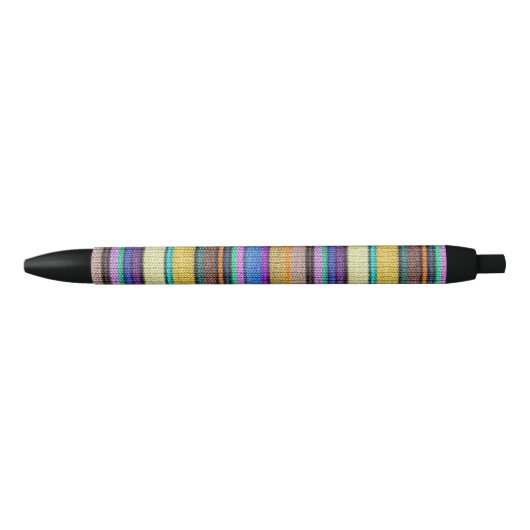 カラー編み物ストライプシームレスパターン1 黒ボールペン (正面)
