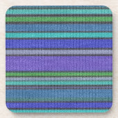 カラー編み物ストライプシームレスパターン2 コースター (正面)