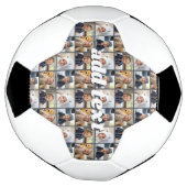 カラー編集可能な全体に複製された4つのフォトコラージュ サッカーボール (回転)