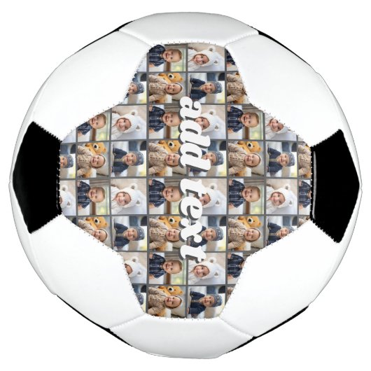 カラー編集可能な全体に複製された4つのフォトコラージュ サッカーボール (回転)