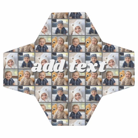 カラー編集可能な全体に複製された4つのフォトコラージュ サッカーボール (フラット)