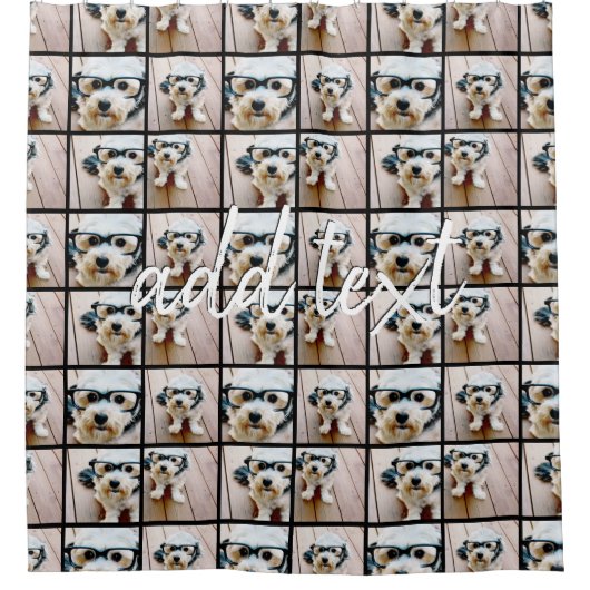 カラー編集可能な全体に複製された4つのフォトコラージュ シャワーカーテン (正面)